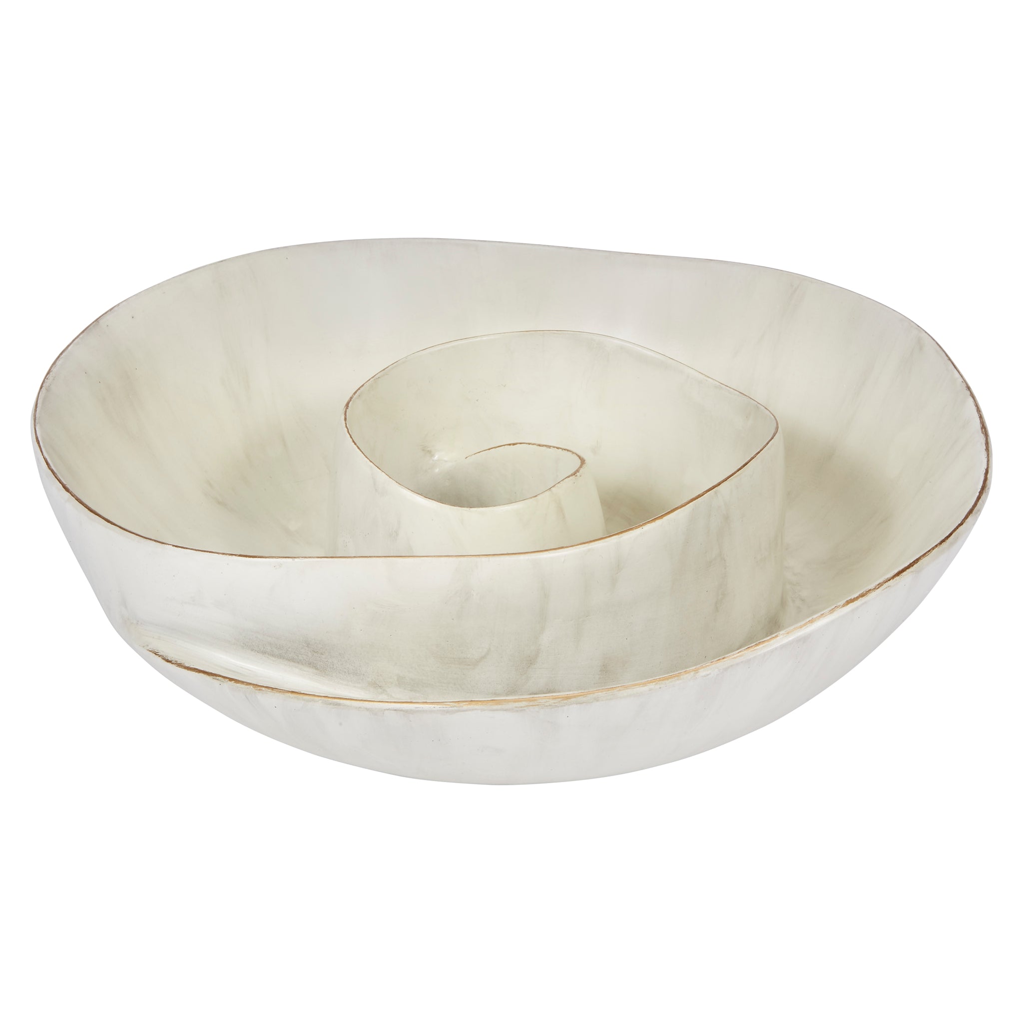 SMALL MIA DECORATIVE CREAM AND GOLD SWIRL BOWL