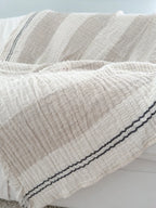 Crinkled Luxe Linen Stripe Throw