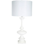 BARNES WHITE GESSO LAMP WITH WHITE LINEN SHADE