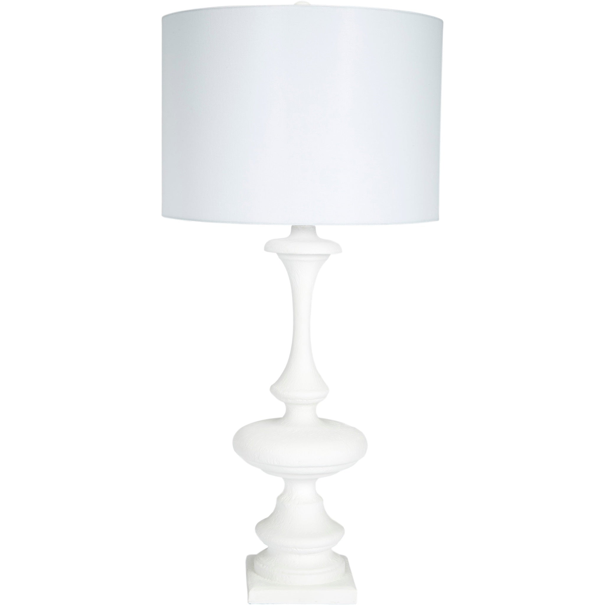 BARNES WHITE GESSO LAMP WITH WHITE LINEN SHADE
