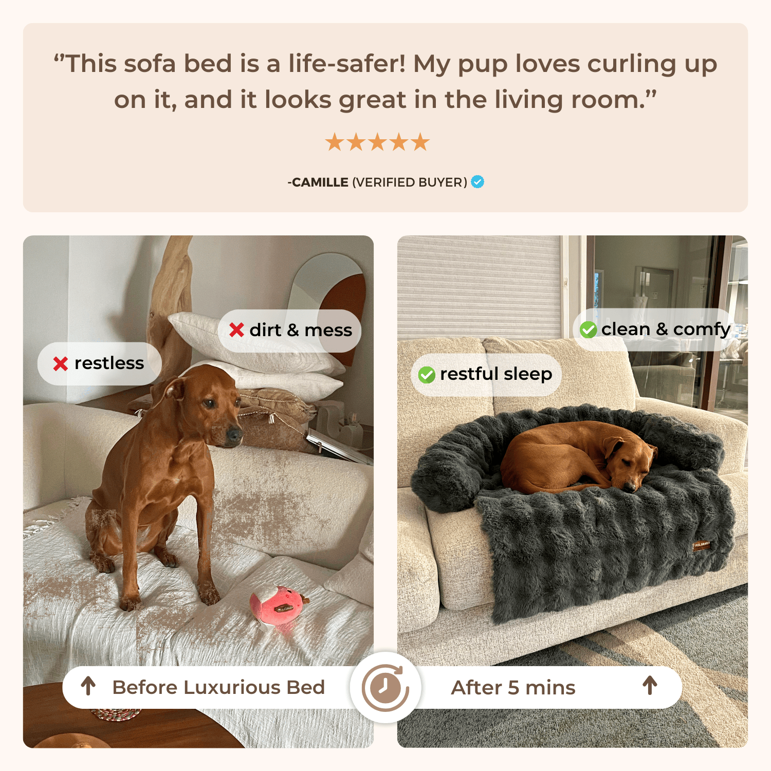 Luxurious Cozy Sofa Bed - Pelsbarn Helps Shelter Dogs!