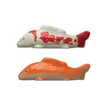 Stoneware Floating Fish, Orange Color & White, 2 Styles (Large)