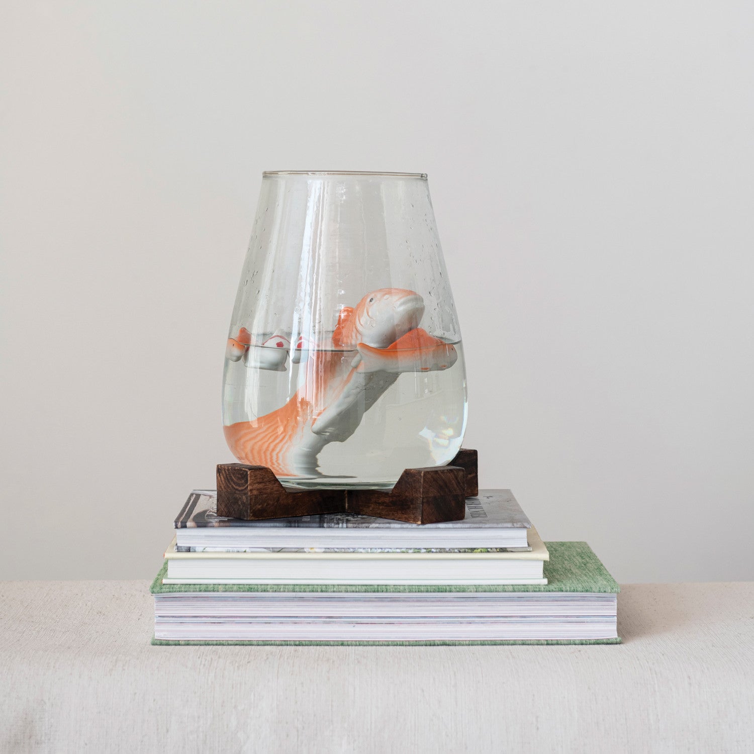 Stoneware Floating Fish, Orange Color & White, 2 Styles (Large)