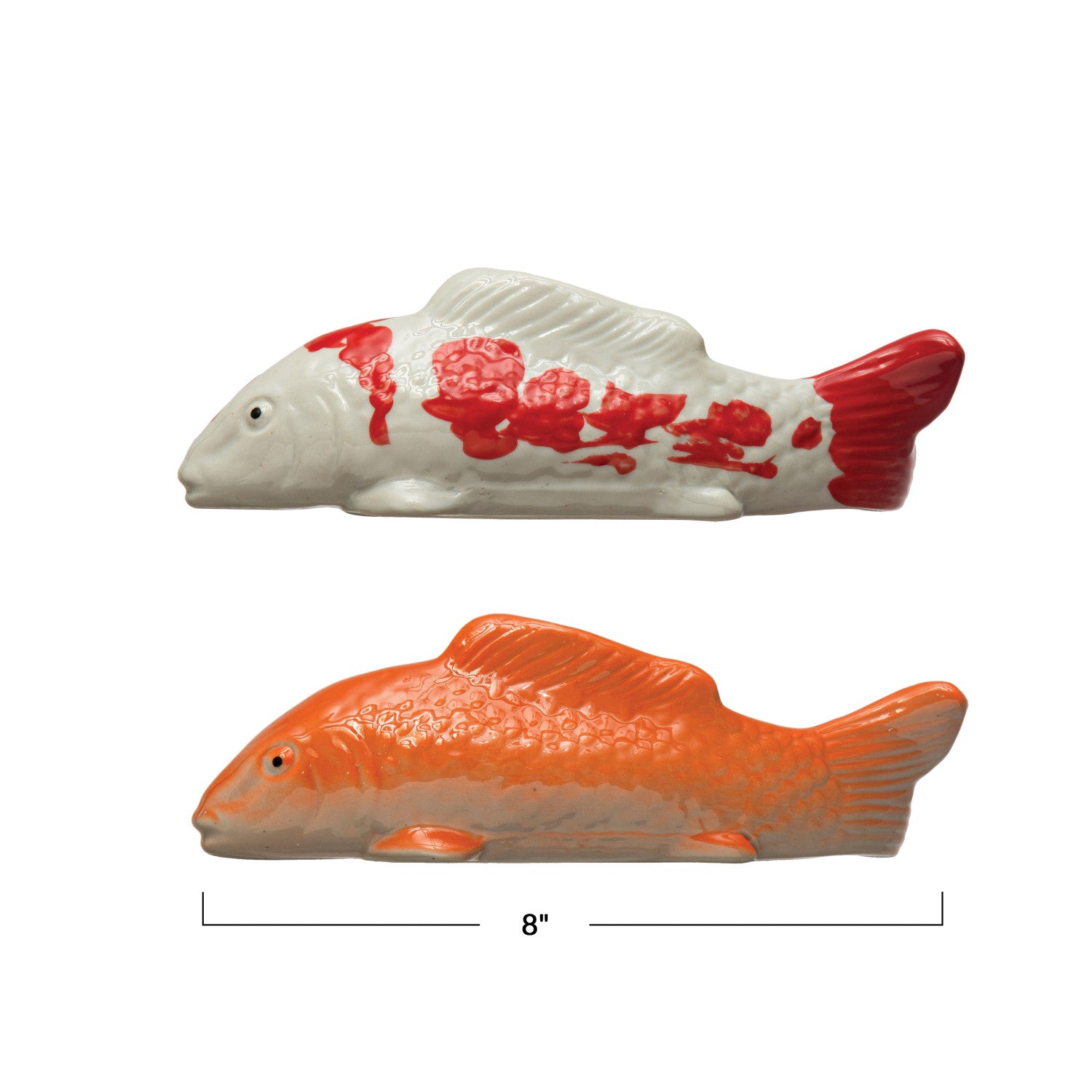 Stoneware Floating Fish, Orange Color & White, 2 Styles (Large)