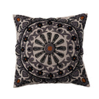 Cotton Slub Pillow w/ Suzani Embroidery & Chambray Back
