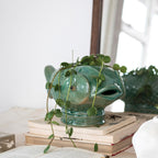 Debossed Stoneware Fish Planter (Holds 7" Pot)