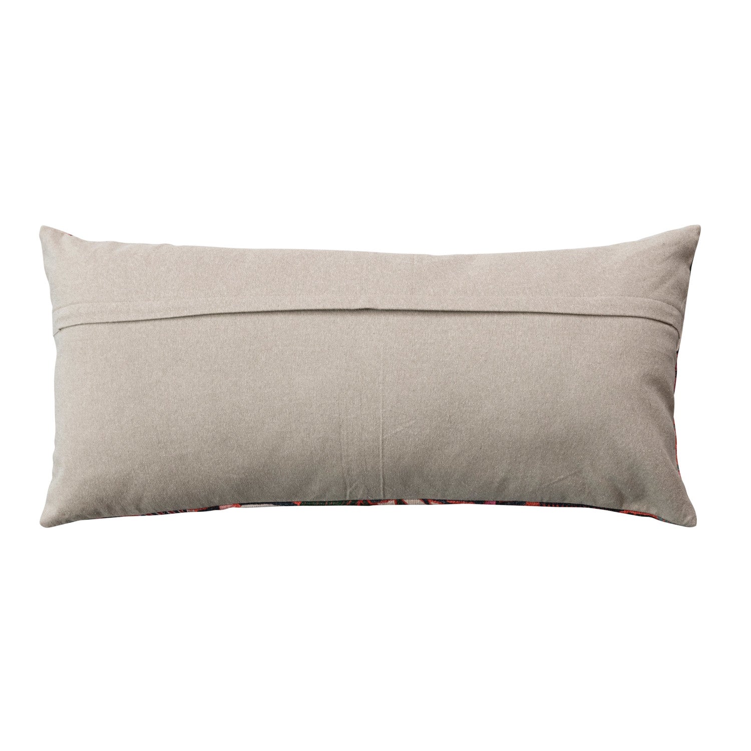 36"L x 16"H Cotton Slub Embroidered Lumbar Pillow
