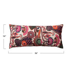 36"L x 16"H Cotton Slub Embroidered Lumbar Pillow
