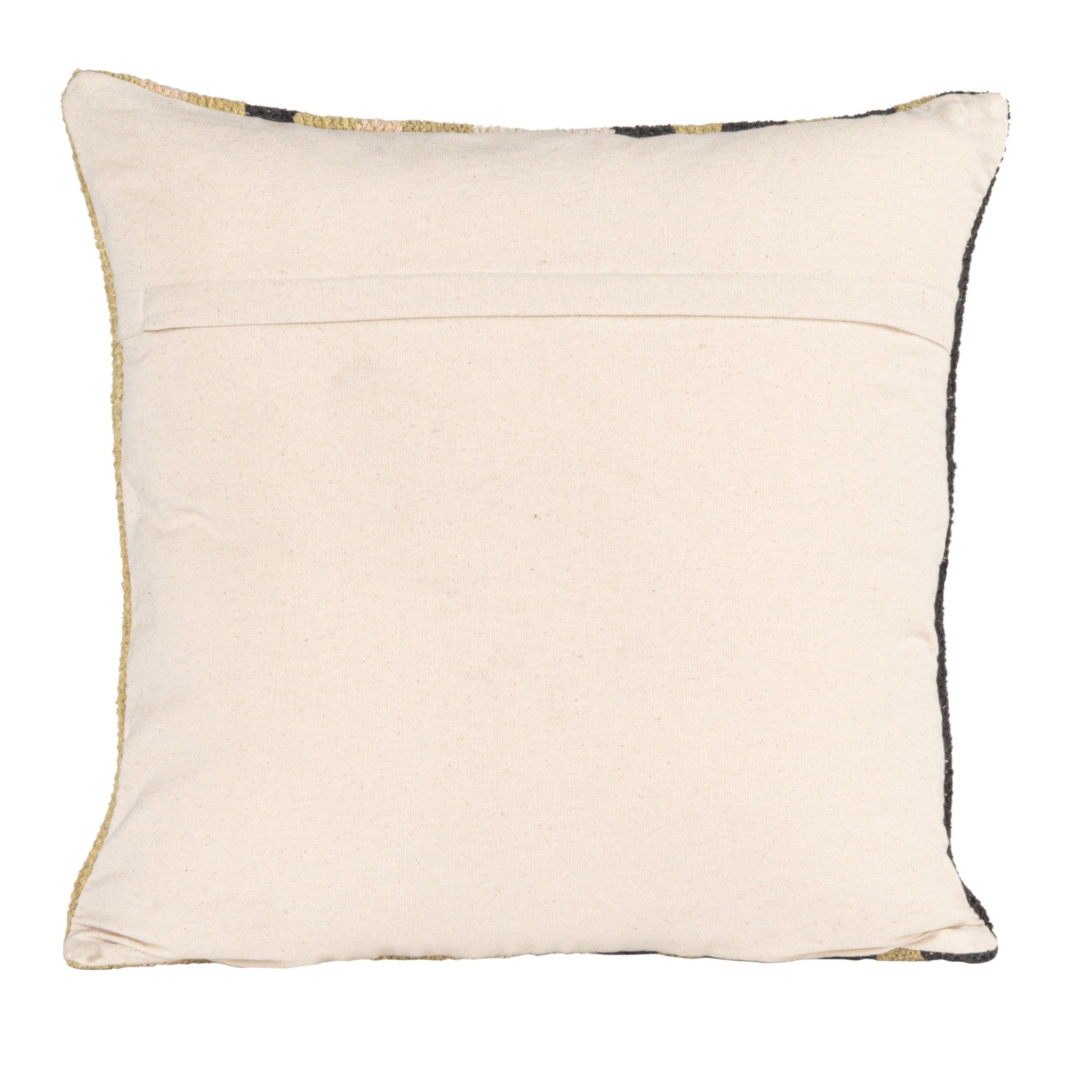 20" Square Woven Cotton Blend Chenille Pillow w/ Stripes & Cotton Back