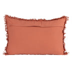 24"L x 16"H Cotton Lumbar Pillow w/ Embroidered Flowers & Eyelash Fringe