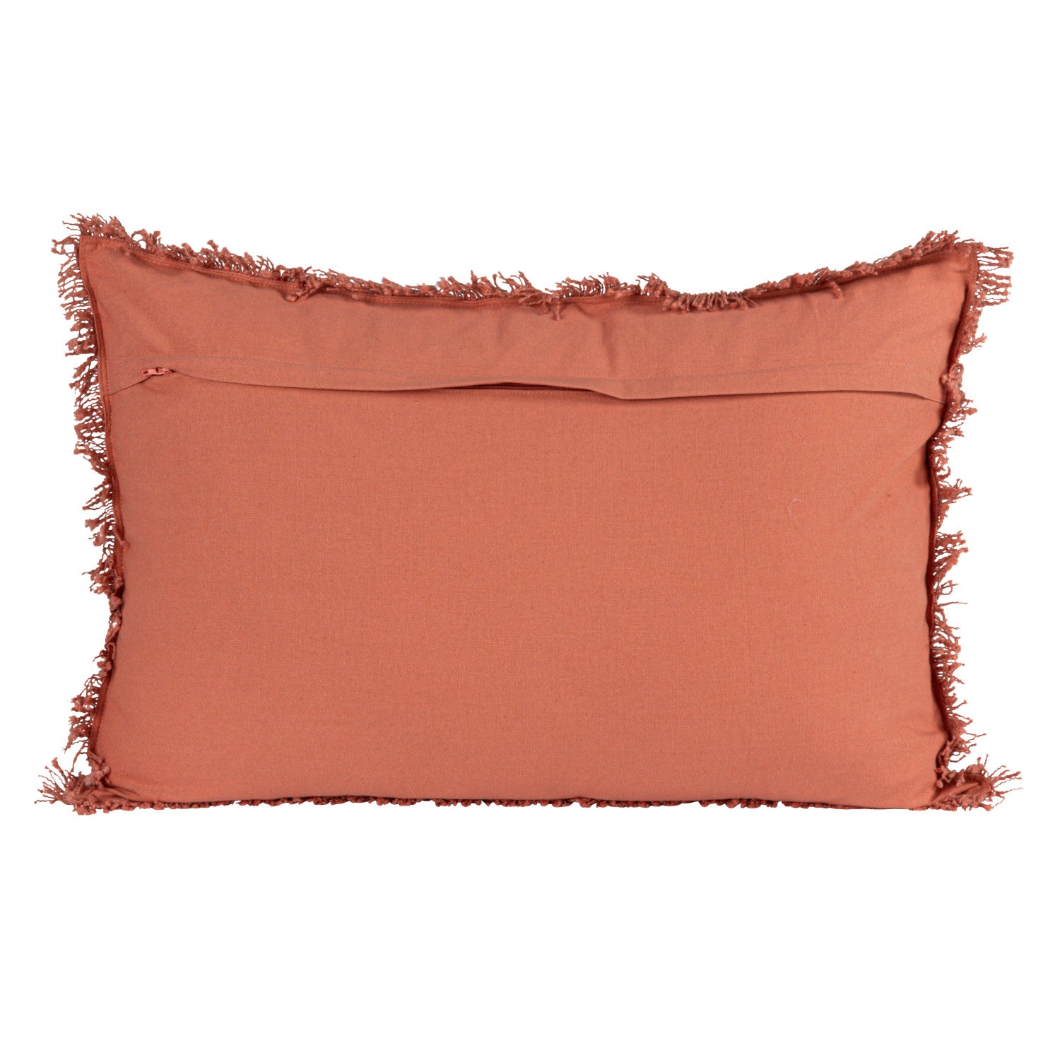 24"L x 16"H Cotton Lumbar Pillow w/ Embroidered Flowers & Eyelash Fringe