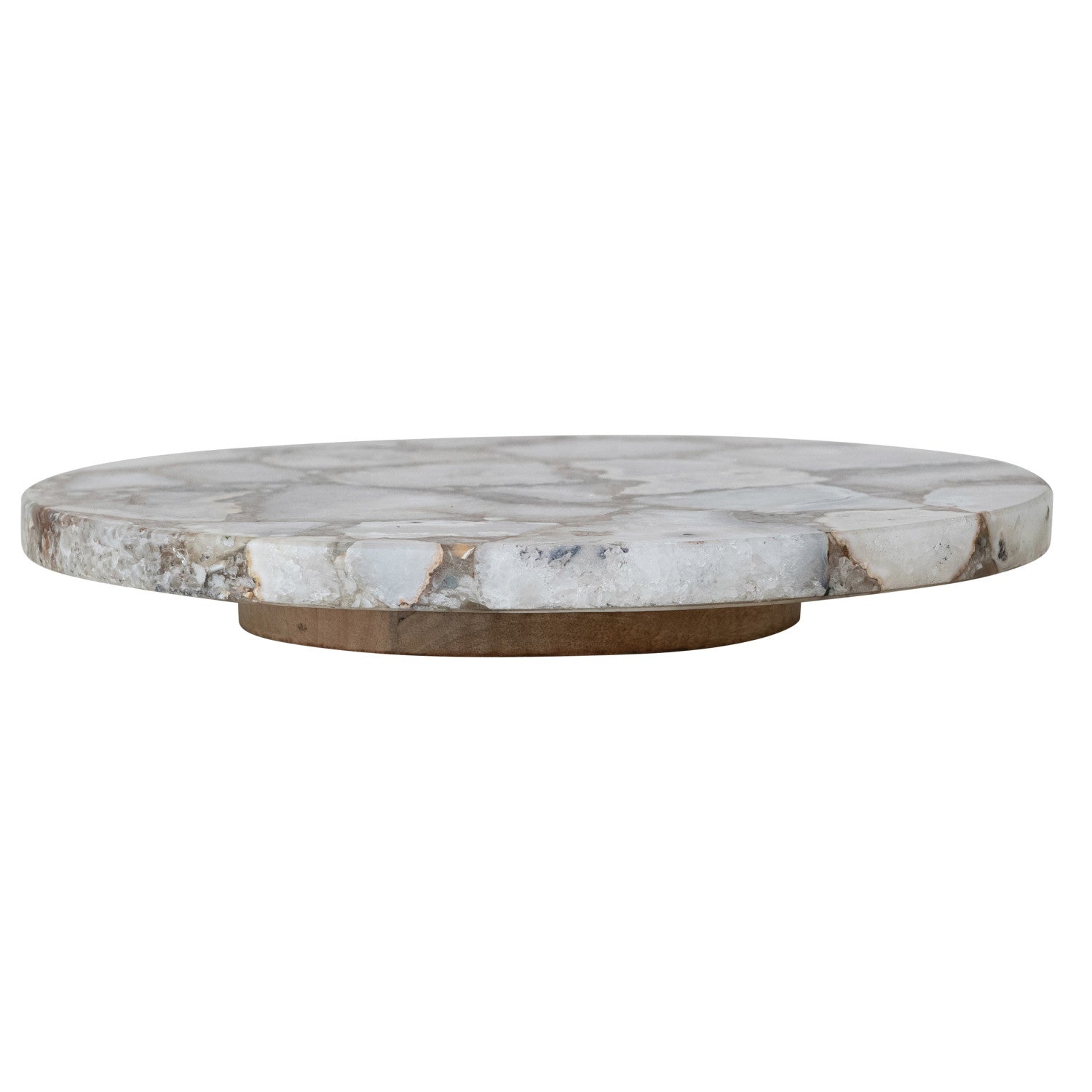 Agate Lazy Susan w/ Mango Wood Base, Natural