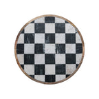Mango Wood & Marble Check Lazy Susan, White, Black & Natural