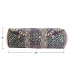 Cotton Velvet Printed Bolster Pillow w/ Botanical Pattern