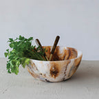 Marbled Resin Bowl, Brown & Cream Color
