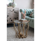 Glass & Cast Aluminum Octopus Table, Gold Finish