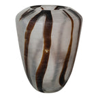 Hand-Blown Art Glass Vase with Brown Abstract Design