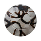 Hand-Blown Art Glass Vase with Brown Abstract Design
