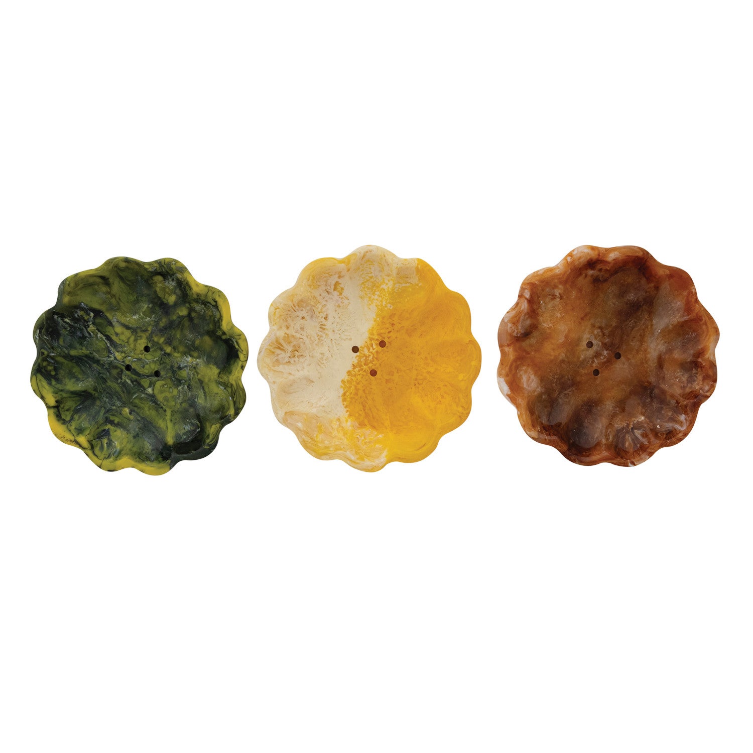 Marbled Resin Flower Shaped Soap Dish, 3 Colors