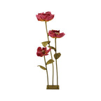 Paper Flowers with Stand, Green & Burgundy (3 Branches)