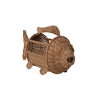 Hand-Woven Rattan & Wire Fish Shaped Container with Handle