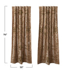 50"W x 96"H Cotton Velvet Embroidered Curtain Panel Pair (Yellow Green Flowers)