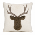 Rustic Deer Faux Fur Throw Pillow - 18"x18"