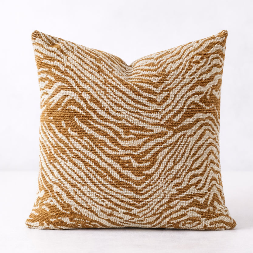 Caramel Modern Abstract Stripe 18" Throw Pillow