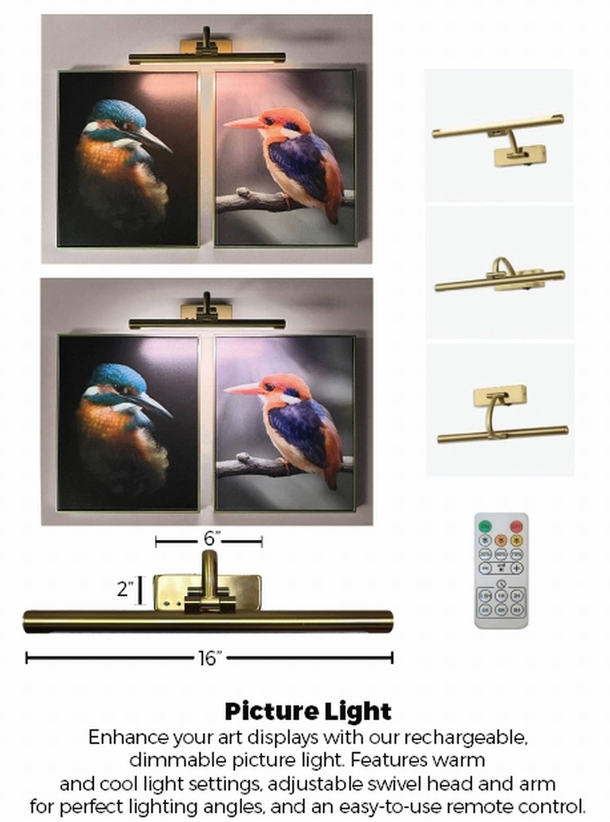Wall Mount Picture Light (Brass)