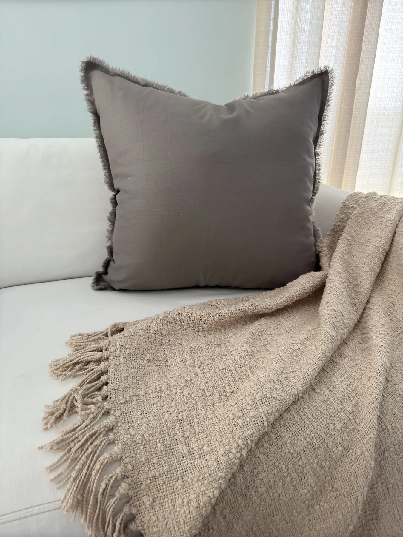 Taupe Linen Pillow- King Size Sham 20x36 Cover Only