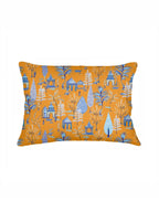 True Orange Pagoda Charm Linen Pillow 14x20 with Down Insert