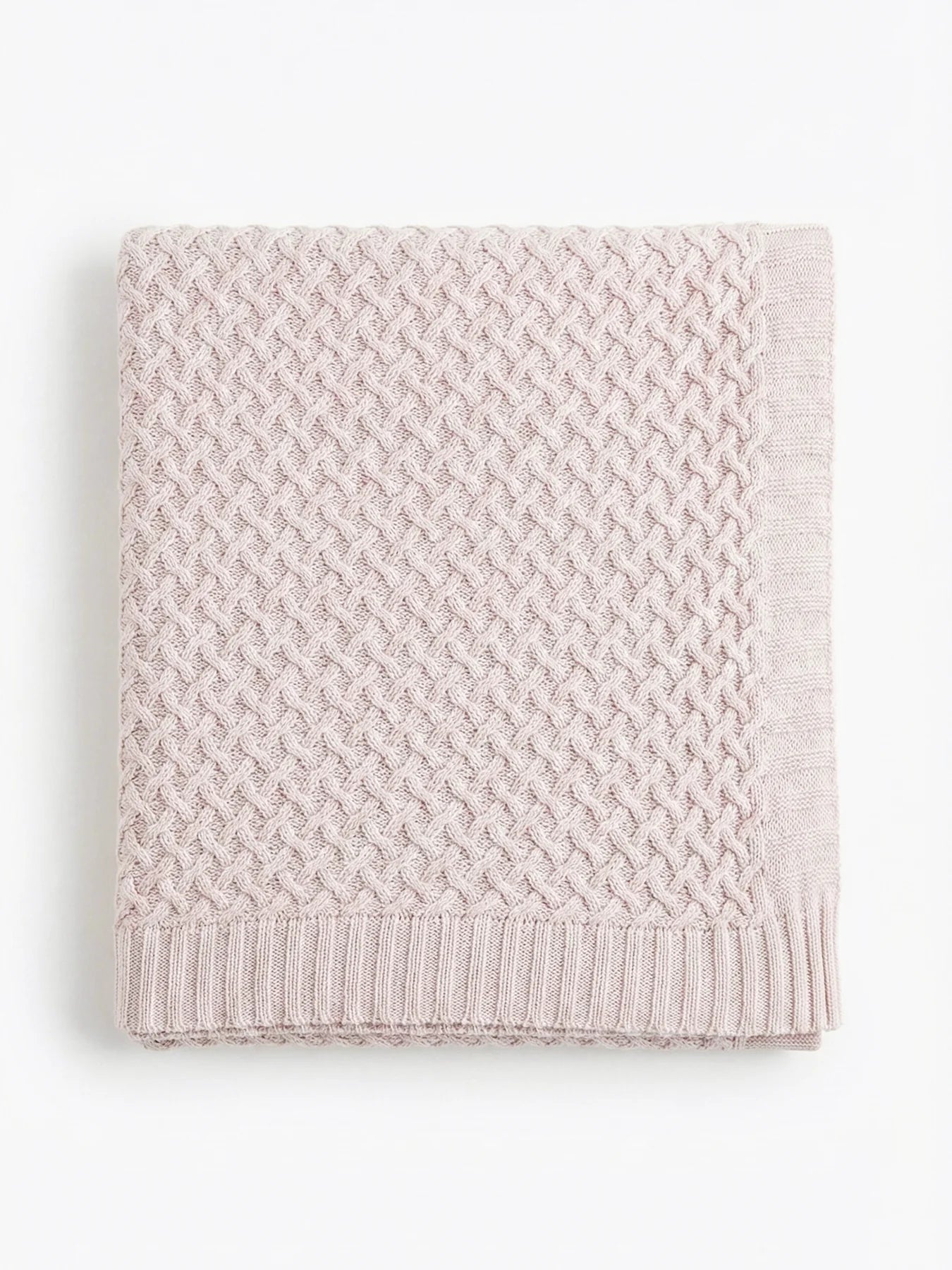 Pale Pink Cable Knit Bamboo Throw